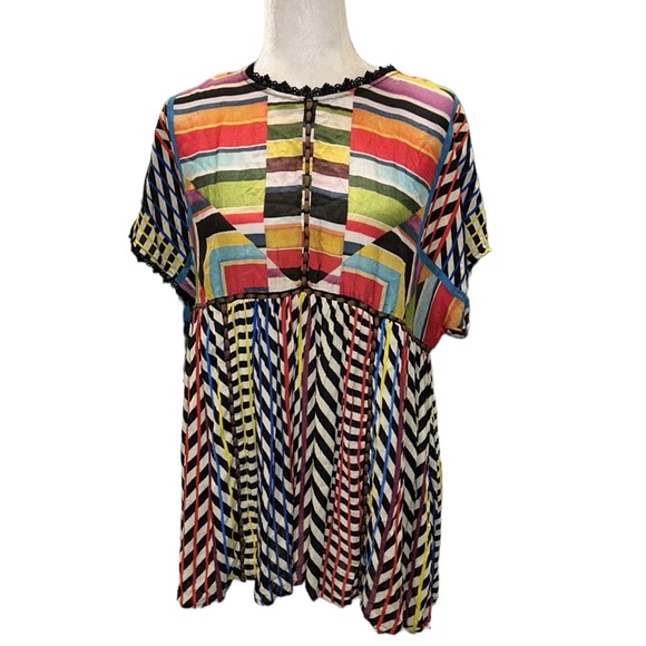 Anthropologie Conditions Apply Kynsa Embroidered Babydoll Tunic Top - S - Picture 6 of 16
